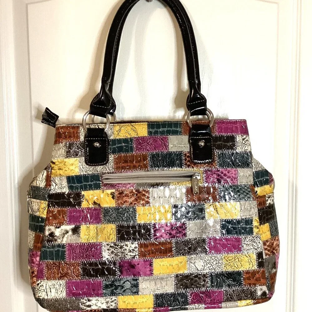 Kimbel Women’s Purse Shoulder Bag Handbag Vinyl Multicolor Y2K Retro - Picture 4 of 9